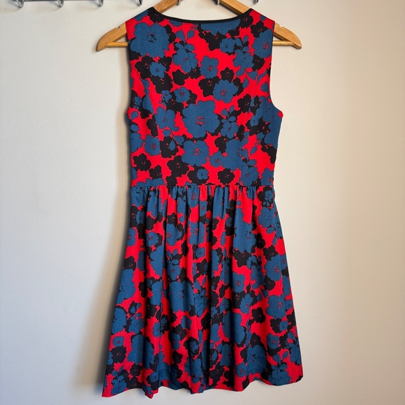 Kensie Sleeveless Fit and Flare Party Dress Lined Red Floral Small Babydoll - Picture 4 of 13